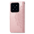 Klapkové puzdro pre Xiaomi 14T Pro, Mandala, ružové rose gold