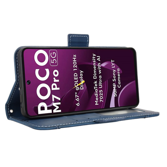 Klapkové puzdro pre Xiaomi Poco M7 Pro 5G, Card Slot, tmavomodré