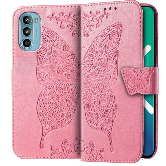 Klapkové puzdro pre Motorola Moto G52 / G82 5G, Butterfly, ružové