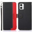 Klapkové puzdro pre Motorola Moto G73 5G, KHAZNEH RFID, čierne / červené