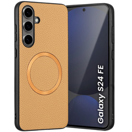 Obal na mobil pre Samsung Galaxy S24 FE, Leather Hybrid MagSafe, zlaté