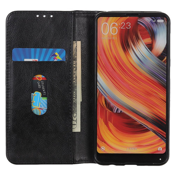 Obal na mobil pre Xiaomi 14T, Wallet Litchi Leather, čierne