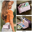 Puzdro CASEME pre Samsung Galaxy S25 FE, RFID Leather Wallet, s popruhom cez rameno, ružové