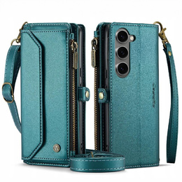 Puzdro CASEME pre Samsung Galaxy S24 FE, RFID Leather Wallet, s popruhom cez rameno, zelený