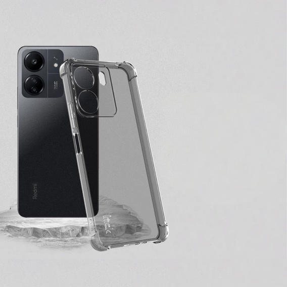 IMAK Obal na mobil pre Xiaomi Redmi 13C / Poco C65, Dropproof, transparentné / čierne