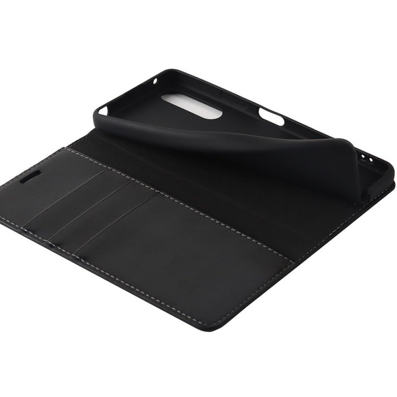 Klapkové puzdro pre Sony Xperia 10 IV, Split Leather Wallet, čierne