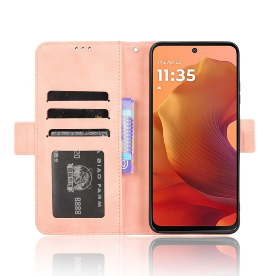 Klapkové puzdro pre Motorola Moto G15 / Motorola Moto G15 Power, Card Slot, ružové