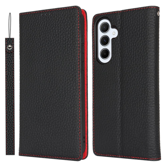 Klapkové puzdro pre Samsung Galaxy S24 FE, Litchi Skin Grain, čierne