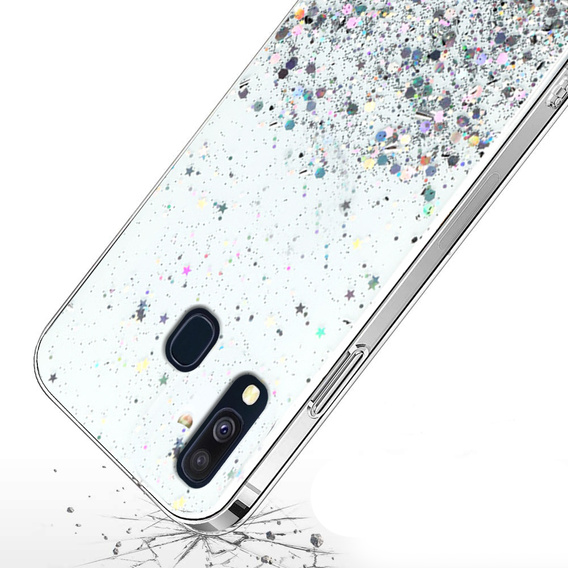 Obal na mobil pre Samsung Galaxy A40, Glittery, priehľadné