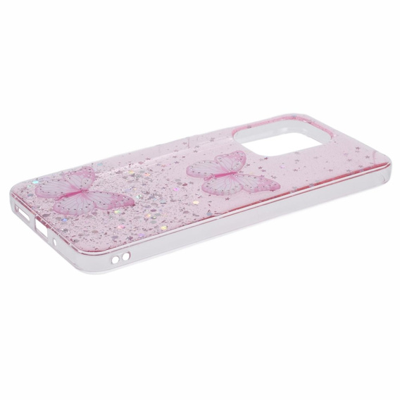 Puzdro pre Xiaomi Redmi 13C / Poco C65, Glitter Butterfly, ružové