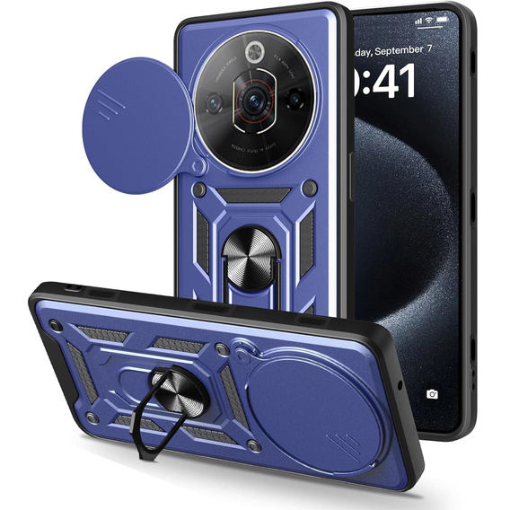 CamShield Slide ochranné puzdro s krytom fotoaparátu a krúžkom pre Nubia Focus Pro 5G, modré