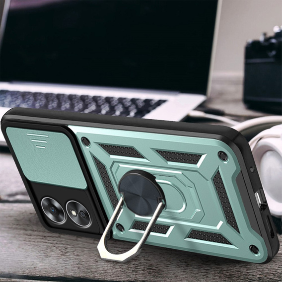 Obal na mobil pre Oppo A17, CamShield Slide, zelené