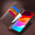 QIALINO kožené peňaženkové flipové puzdro pre iPhone 17 Pro - hnedé