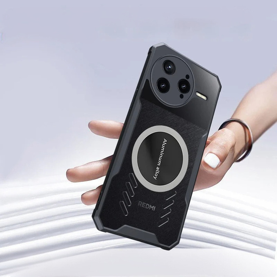 Puzdro pre Xiaomi Poco F7 Ultra, s magnetickým štítkom, transparentné / čierne