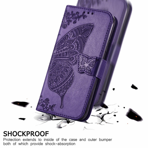 Klapkové puzdro pre Motorola Moto G32, Butterfly, fialové