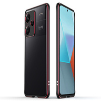 Puzdro pre Xiaomi Redmi Note 13 Pro+, Armor Bumper, s krytom objektívu, čierna / červená