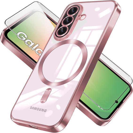 Puzdro pre Samsung Galaxy A56, Electro MagSafe, ružové rose gold + sklo na displej