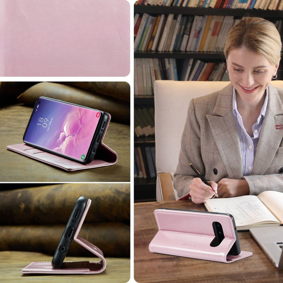 CASEME flipové puzdro pre Samsung Galaxy S10+ Plus, Waxy Textured, ružové