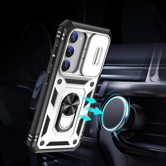 Obal na mobil pre Samsung Galaxy S23, CamShield Slide, CamShield Slide, biele / čierne
