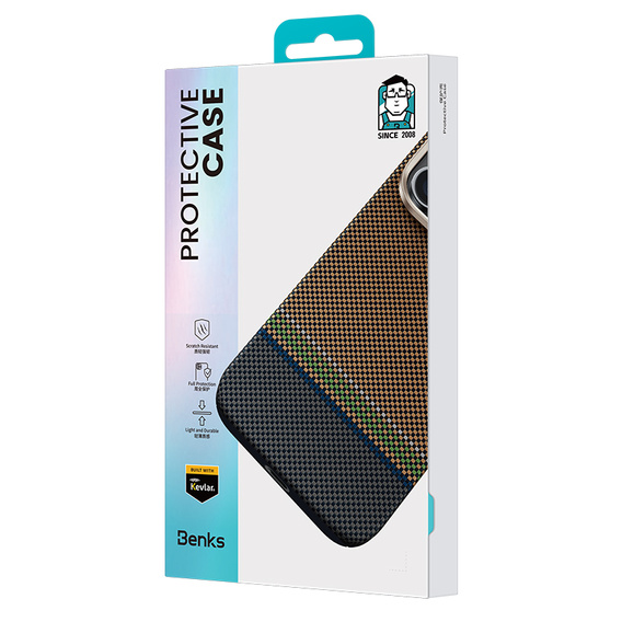 BENKS Kevlarové puzdro Magnetic Armor Pro Prestige 600D Y065 pre MagSafe s aktívnym tlačidlom pre iPhone 16 Pro