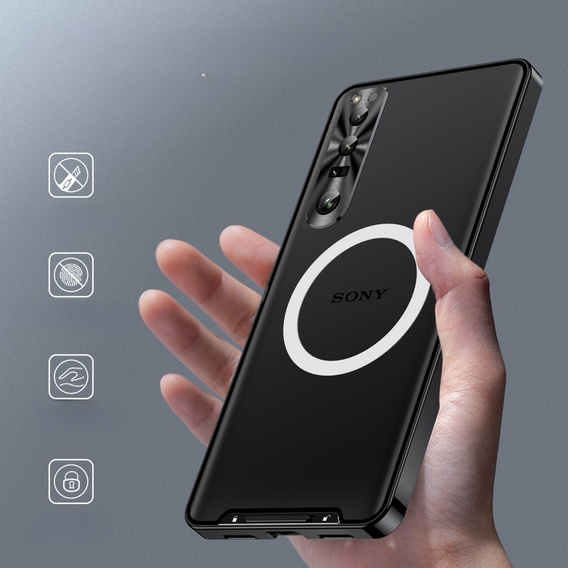 Ochranné puzdro na fotoaparát pre Sony Xperia 1 V, CamShield MagSafe, transparentné / čierne