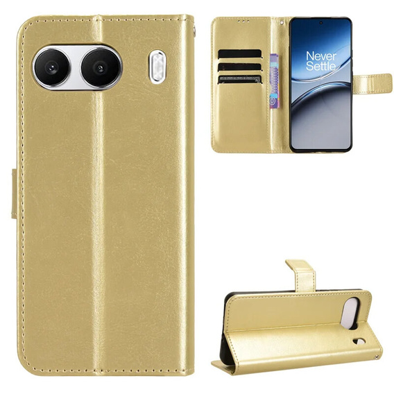 Klapkové puzdro pre OnePlus Nord 4, Crazy Horse Wallet, zlaté