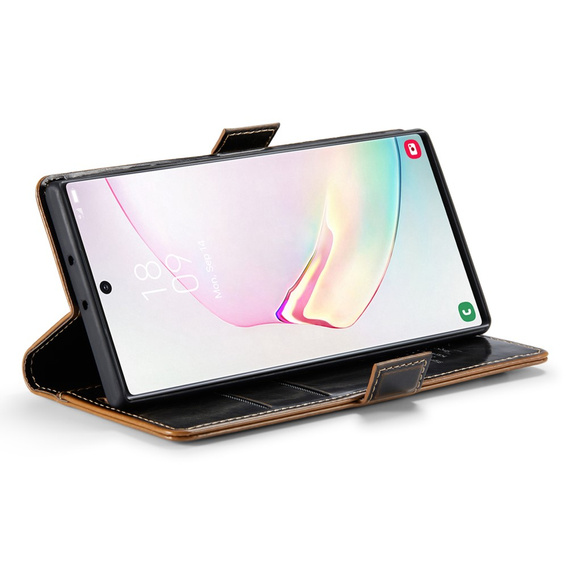 CASEME flipové puzdro pre Samsung Galaxy Note 10 Plus, Waxy Textured, káva