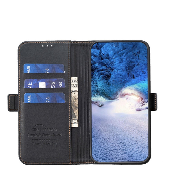 Klapkové puzdro pre Samsung Galaxy A15, BINFEN Wallet, čierne + 9H sklo