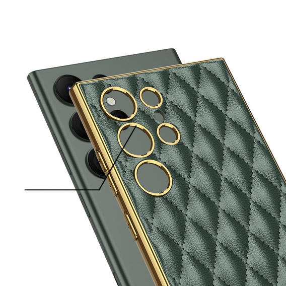 Puzdro pre Samsung Galaxy S24 Ultra, Leather Rhombus, zelený