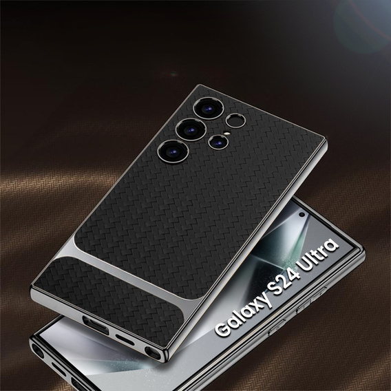 Puzdro pre Samsung Galaxy S24 Ultra, GKK Woven Leather, čierne