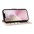 Puzdro s chlopňou pre iPhone 16E, Rhombus Crossbody Leather, béžové