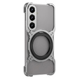 Puzdro pre Samsung Galaxy S25, Kickstand Bumper, s krytom objektívu, pre MagSafe, strieborné
