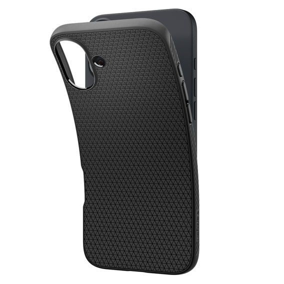 Puzdro Spigen pre iPhone 16 Plus, Liquid Air, čierne + tvrdené sklo 9H
