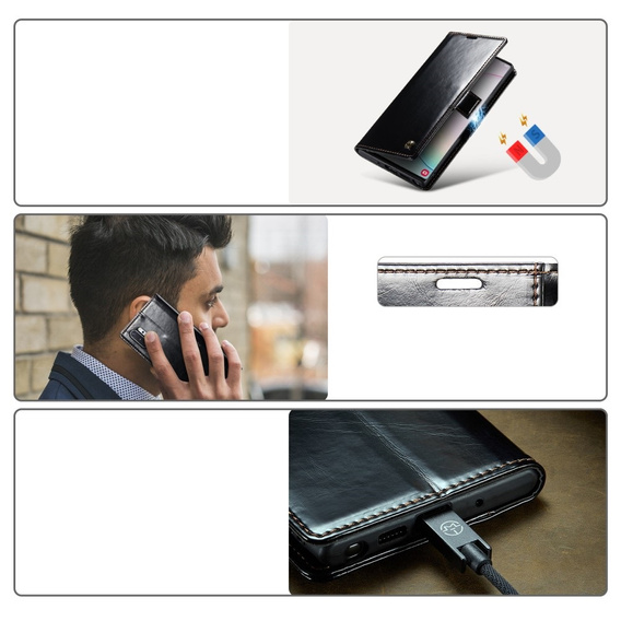 CASEME flipové puzdro pre Samsung Galaxy Note 10 Plus, Waxy Textured, čierne