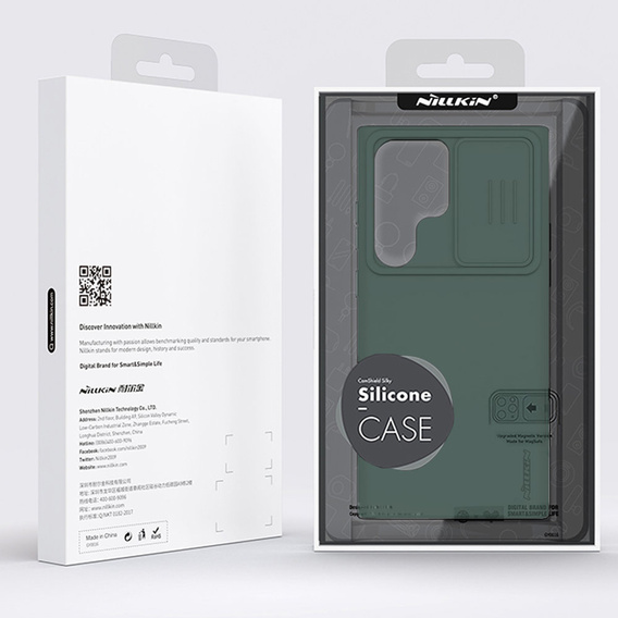 Puzdro NILLKIN pre Samsung Galaxy S23 Ultra, silikónové puzdro CamShield pre MagSafe, zelený