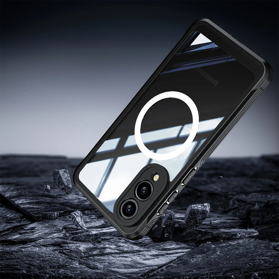 Puzdro pre Samsung Galaxy S25 Edge, Shockproof, so sklom, pre MagSafe, čierne