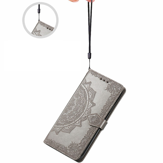 Klapkové puzdro pre Motorola Moto G24 / G24 Power / G04, Mandala, sivé