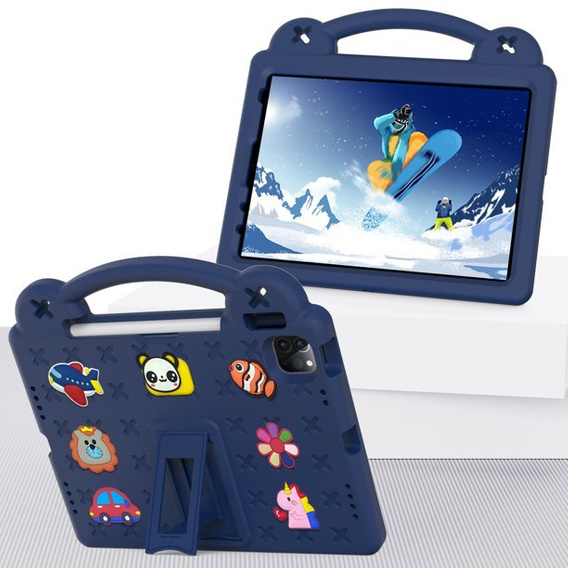 Detské puzdro pre iPad Air 10.9" 2022/2020 (5/4 gen.) / Pro 11" 2022/2021/2020 (4/3/2 gen.), Cute Patterns, so stojanom, tmavomodré