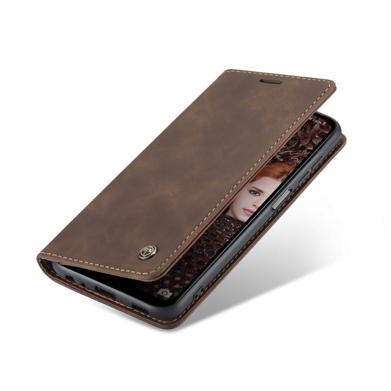 CASEME puzdro pre Samsung Galaxy A12 / M12 / A12 2021, Leather Wallet Case, káva