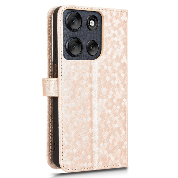 Flipové puzdro pre Motorola Moto G56 5G, Wallet Rhombus, zlaté