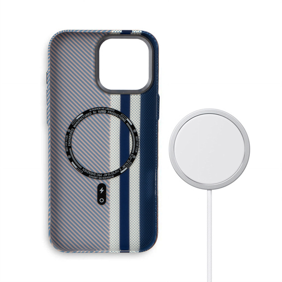 Puzdro pre iPhone 14 Pro, Carbon Fiber MagSafe, modré