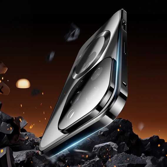 Magnetické puzdro Dual Glass MagSafe pre iPhone 16 Pro Max, čierne