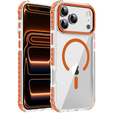 Obrnené puzdro MagSafe číre s oranžovými stranami pre iPhone 17 Pro Max