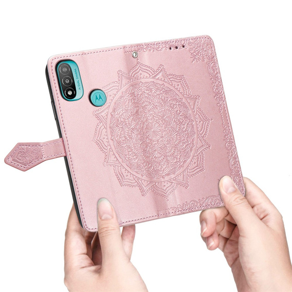 Klapkové puzdro pre Motorola Moto E20/E30/E40, Mandala, ružové rose gold