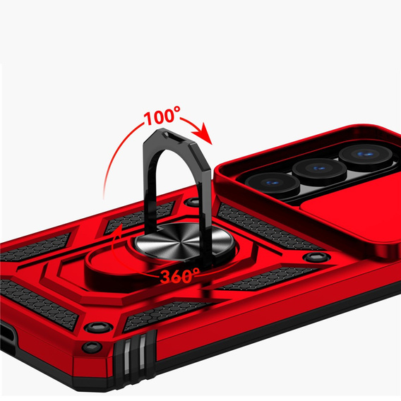 Puzdro s podstavcom a krytom objektívu pre Samsung Galaxy S26 Plus, červené