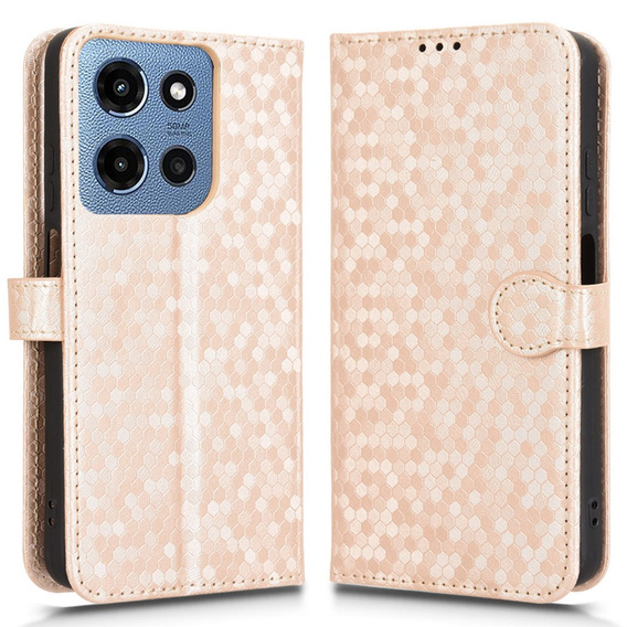 Flipové puzdro pre Motorola Moto G86 Power 5G, Wallet Rhombus, zlaté