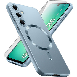 Puzdro pre Samsung Galaxy A26, ColorMag, pre MagSafe, modré + tvrdené sklo 9H