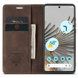 CASEME puzdro pre Google Pixel 7 Pro, Leather Wallet Case, hnedé