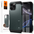 Puzdro Spigen pre iPhone 16 Pro, Tough Armor Mag MagSafe, zelený + tvrdené sklo 9H