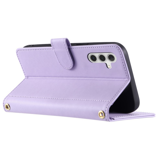 Puzdro s chlopňou pre Samsung Galaxy A36 5G, Rhombus Crossbody Leather, fialové